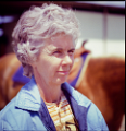 Mumma wathching horse show 1973-AI-Focus